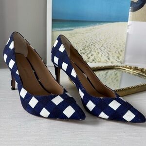 Banana Republic Checkered Blue and White Women's Heels